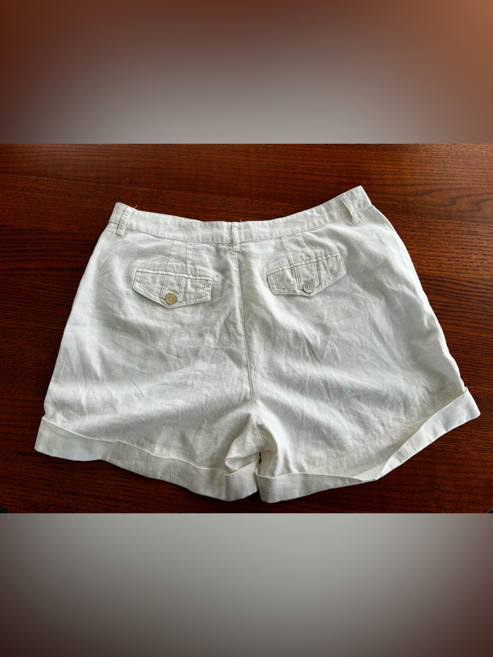 Charlie Paige Cream High-Waist Linen-Blend Shorts Size L - Picture 4 of 5